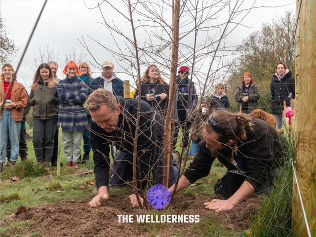 Planting the Queen’s Green Canopy Tree of Trees and 145 trees provided by South Downs National Park at Wild Heart Hill campsite in Findon on Saturday, November 26, 2022.