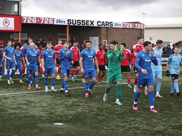 Action from Worthing's 2-0 National South win at Eastbourne Borough