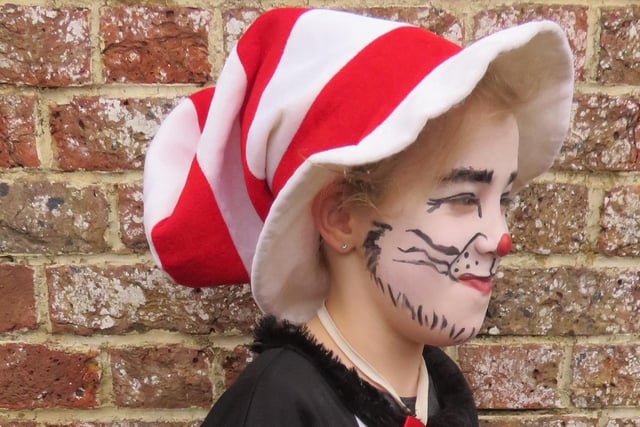Dressed up as Dr. Seuss' Cat in the Hat
