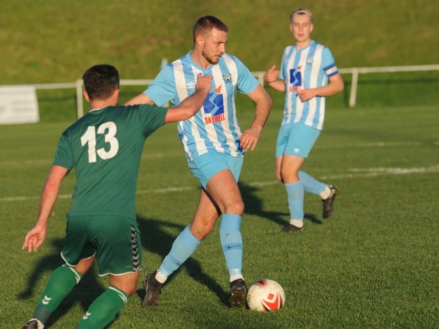 Action from Worthing United's 2-1 home loss to Forest Row in the SCFL division one