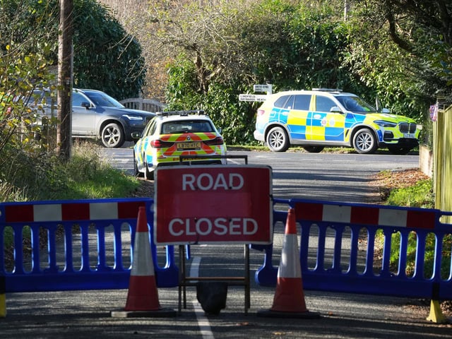 Police on the B2028 near Lindfield on Friday, November