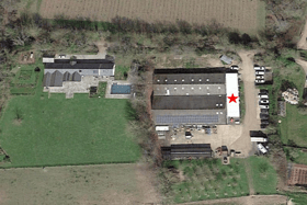 The application, submitted by Mr and Mrs T Simmonds, relates to Nyetimber Farm in Gay Street, West Sussex, RH20 2HH. (An aerial photograph identifying the subject building: South Eastern Planning Services Limited)