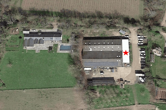 The application, submitted by Mr and Mrs T Simmonds, relates to Nyetimber Farm in Gay Street, West Sussex, RH20 2HH. (An aerial photograph identifying the subject building: South Eastern Planning Services Limited)