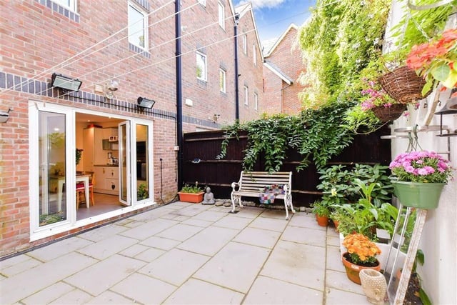 The courtyard style garden offers plenty of privacy.,