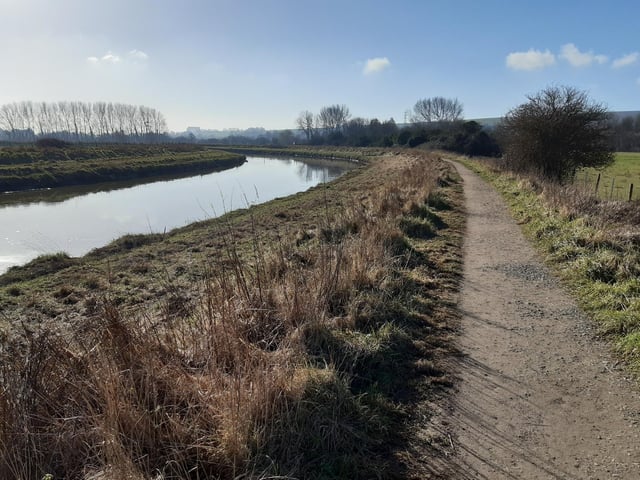 You will see Shoreham Cement Works ahead in the distance.
