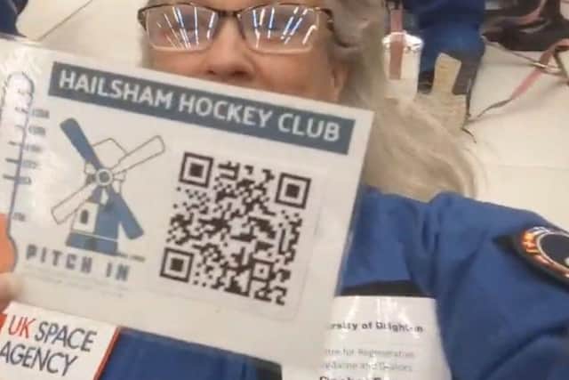 Hailsham Hockey Club player, Rachel Forss, has done the honours and 'launched' the club's new fundraising campaign 'Pitch In'. Picture: Hailsham Hockey Club