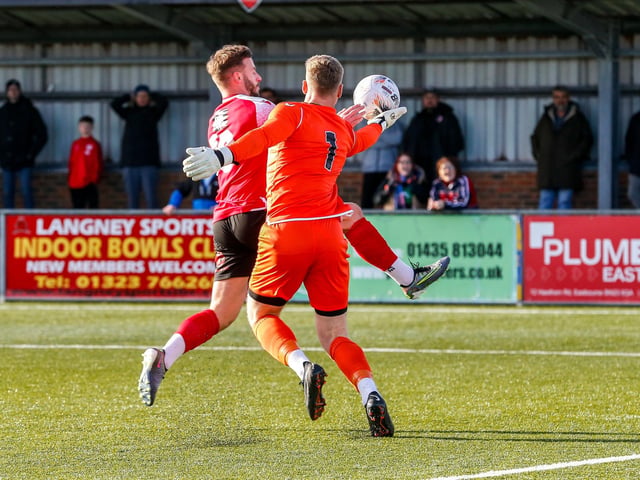 Action from Eastbourne Borough's 2-0 Ntional League South win against Slough Town at Priory Lane