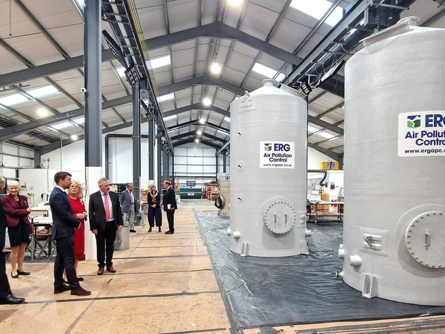 ERG (Air Pollution Control) Ltd received a King's Award for Enterprise from Lord-Lieutenant Lady Emma Barnard at the Slinfold headquarters on Monday, October 12