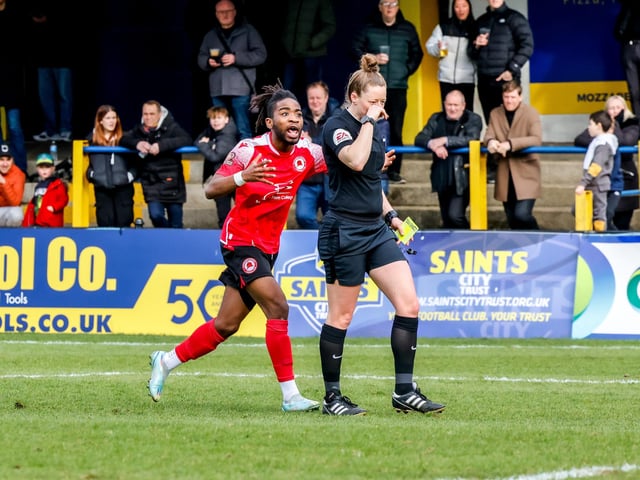 Eastbourne Borough recovered from 2-1 down at half-time to win 3-2 at St Albans City. Picture by Lydia Redman