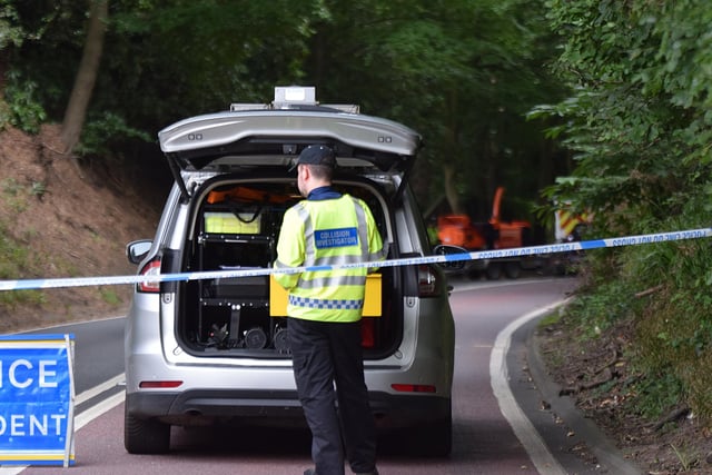 Officers were called to the collision involving a Ford Kuga and a Isuzu D-Max on the A21 at Ebdens Hill, Hastings, just south of Claremont School, at about 2pm on Monday, July 11, according to police. Photo by Dan Jessup.
