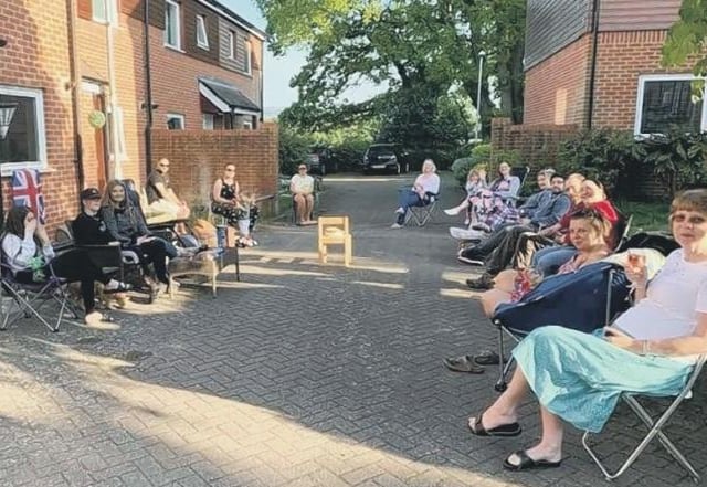 Neighbours in Forest Road, Midhurst, at their socially distant party