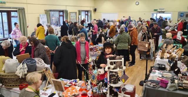 Crafters, visitors and volunteers enjoying the Spring Craft Fair.