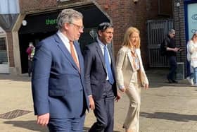 Prime Minister Rishi Sunak with Horsham MP Jeremy Quin and Sussex Police & Crime Commissioner Katy Bourne. Picture by Sam Morton / Sussex World