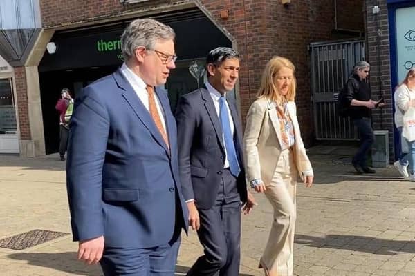 Prime Minister Rishi Sunak with Horsham MP Jeremy Quin and Sussex Police & Crime Commissioner Katy Bourne. Picture by Sam Morton / Sussex World