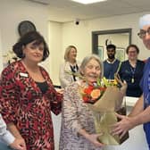Clinic Manager Julia Warnes (l), patient Margaret Skeet and Surgeon Massimo Sibilio (r)