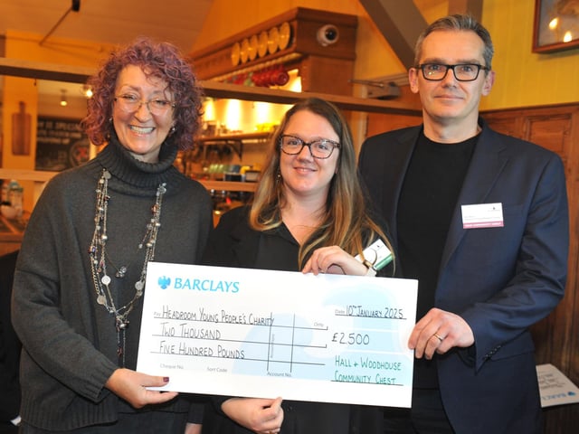 Headroom Young People’s Charity with judge Bex Bastable receiving £2,500 for salary costs to provide therapeutic support sessions