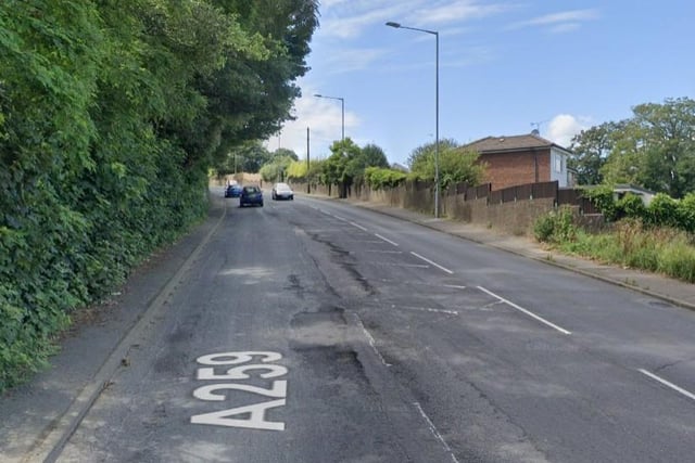 "Massive new pothole developed in the carriageway going from Westbound up the large hill on the Rye Road, just past Martineau Lane. Right inline with car wheels. Will cause tyres to blow and destroy alloys. Cars are swerving into oncoming traffic and pedestrians to avoid the huge hole", said an anonymous resident.