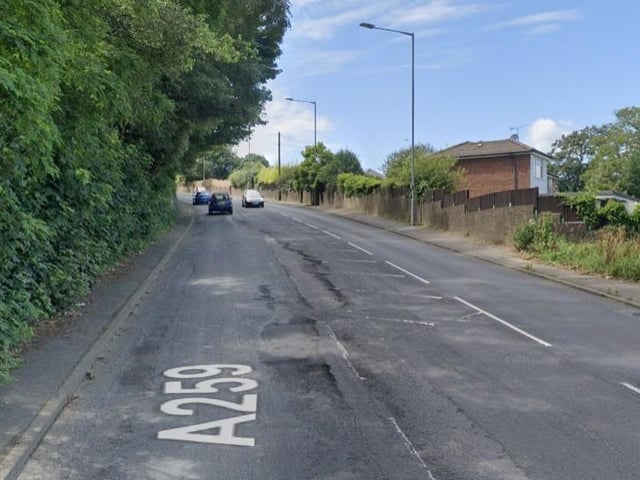 "Massive new pothole developed in the carriageway going from Westbound up the large hill on the Rye Road, just past Martineau Lane. Right inline with car wheels. Will cause tyres to blow and destroy alloys. Cars are swerving into oncoming traffic and pedestrians to avoid the huge hole", said an anonymous resident.