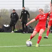 Hayley Bridge in action for Worthing Women in their epic FA Cup tie with MK Dons | Picture: One Rebels View