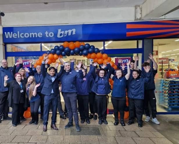 Store manager Marshall Almeida with staff at the opening of B&M Worthing