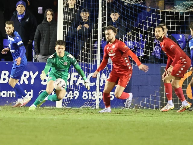 Action from Worthing FC's 1-1 draw at Chippenham in the National League South
