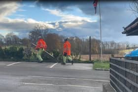 National Highways staff remove the bird box and fake camera. Picture: Winchelsea Lodge