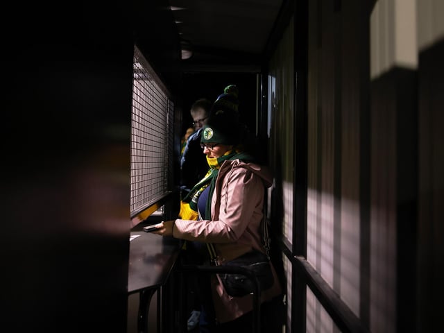 HORSHAM, ENGLAND - NOVEMBER 14: Horsham fans are seen entering the stadium prior to the Emirates FA Cup First Round Replay match between Horsham and Barnsley at The Camping World Community Stadium.