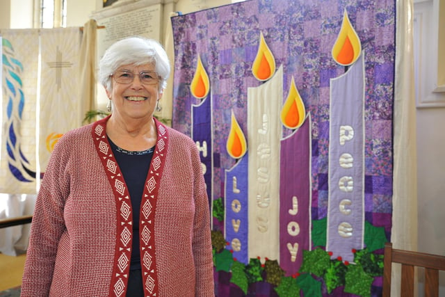 To celebrate the Queen's Jubilee a Flower and Quilt show in St Mary's Church with flower arrangements by Worthing Flower Club and quilted banners by Chris Diebel. Pic S Robards SR2206021