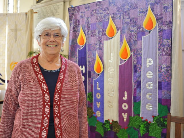 To celebrate the Queen's Jubilee a Flower and Quilt show in St Mary's Church with flower arrangements by Worthing Flower Club and quilted banners by Chris Diebel. Pic S Robards SR2206021