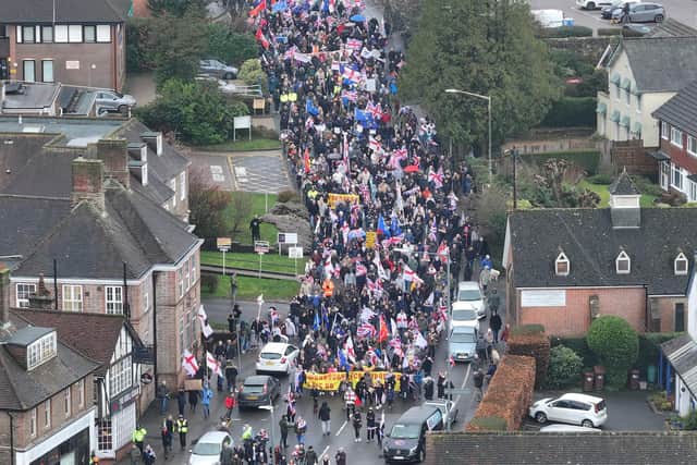 Protestors in Crowborough on Sunday, January 25. Photo: Eddie Mitchell