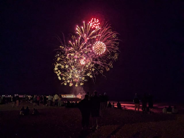 Worthing Lions Festival fireworks were launched from the end of Worthing Pier on July 27, 2024, to a crowd of hundreds on the beach and promenade
