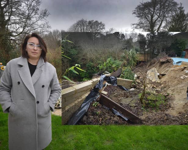 Landslip at Old Roar Gill: Ralitsa Hiteva and her family have been forced out of their home due to the landslip behind their property at 24 Foxcote.