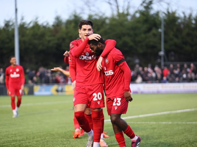 Worthing v Eastbourne Borough in action at Woodside Road on Boxing Day