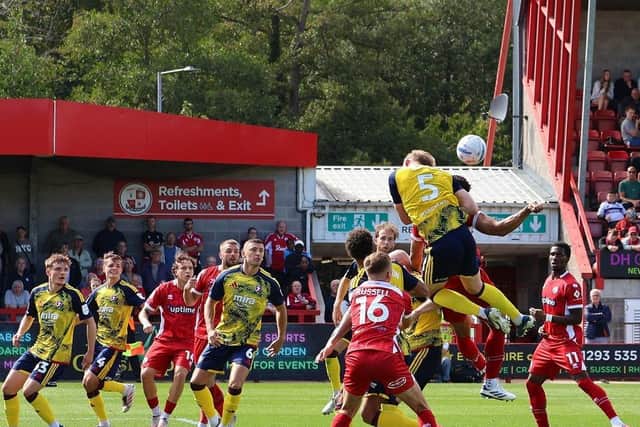Crawley Town lost 3-1 to Cheltenham Town at the Broadfield Stadium | Picture: Thomas Forbes @thomasforbes_photography