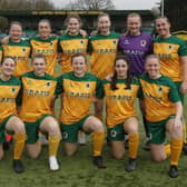 Horsham FC Women line up before their semi-final against Shoreham. Picture by John Lines
