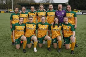 Horsham FC Women line up before their semi-final against Shoreham. Picture by John Lines