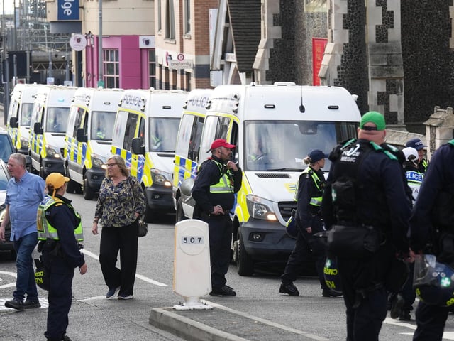 BRIGHTON V CRYSTAL PALACE 18/10/26 : An increased police presence has been seen across Brighton on Sunday (October 18), as thousands of football fans descended on the city for Albion's Premier League clash with rivals Crystal Palace.