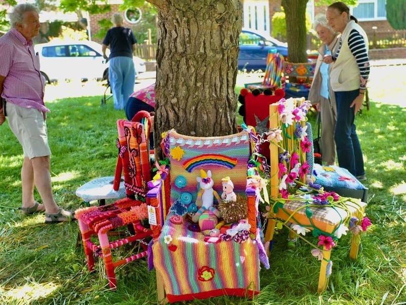 The Yarnbombers' summer display at Two Acres