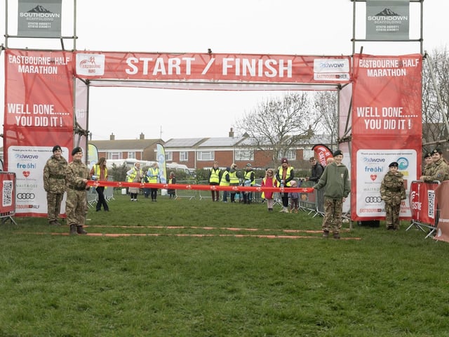 Medals, top 3s, sponsors and a variety from the course of this year's Eastbourne Half Marathon