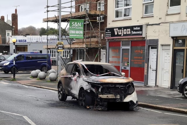 In Pictures: Police called to car fire in Hastings