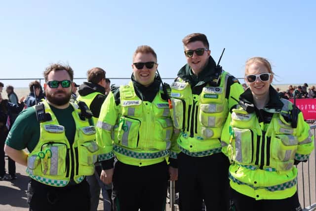 Medical Response Teams were on hand as competitors crossed the finish line at Hove Lawns.