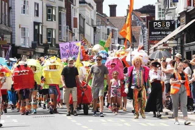 The Moving On parade started 20 years ago when a group of Lewes artists, parents and teachers wanted to do something about art being cut back in the national curriculum.
