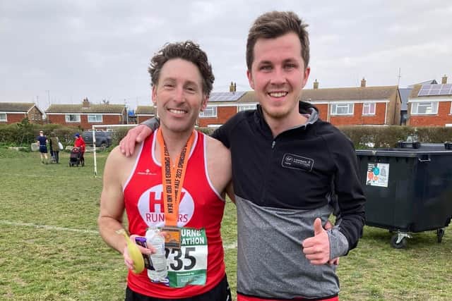 HY Runners duo Tom Brampton and Ben McCallion at the Brighton half