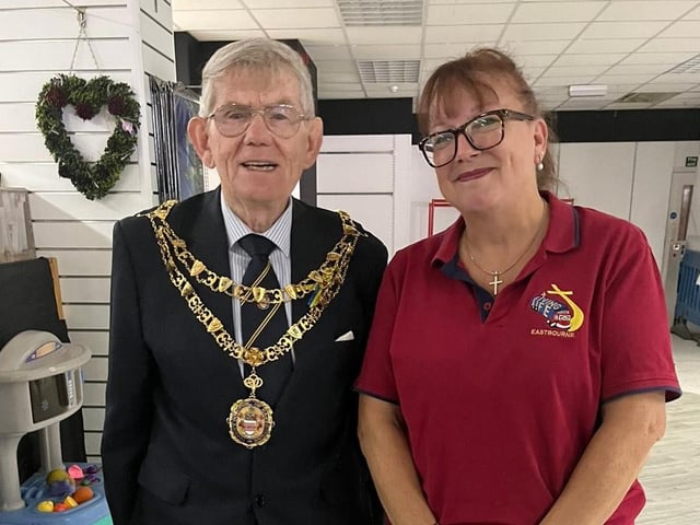 Eastbourne mayor Pat Rodohan with Living Life Eastbourne's Lyn Trott