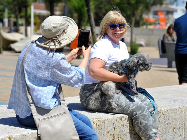 Enjoying the heatwave on Worthing beach. Pic S Robards SR2206152