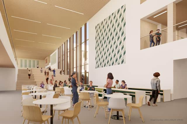 A design illustration for the interior of the new secondary school in Burgess Hill
