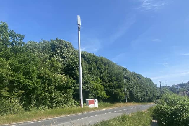 ‘Intrusive’ and ‘ugly’ Lewes 5G mast was installed without planning permission. Photo: Lewes 5G mast action group