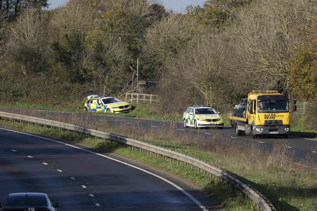 A police car was involved in a serious collision on the A27 between Worthing and Arundel in the early hours of Tuesday morning
