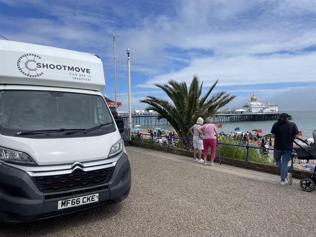 Filming on the seafront