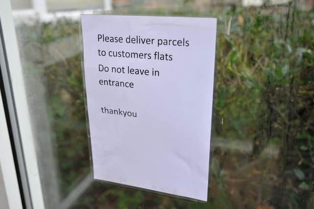 Lewis Gifford's parcels keep getting stolen because Evri wont deliver them to his door. Pic S Robards SR2212051